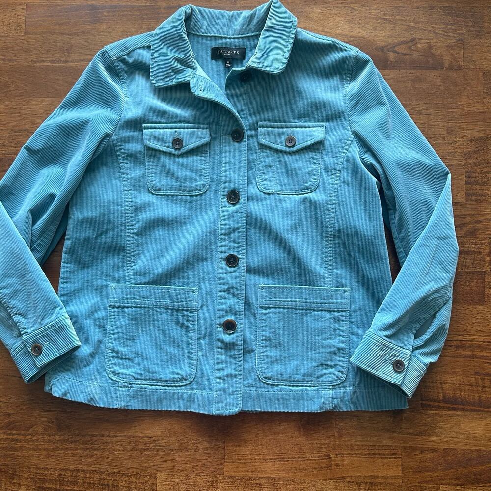 Talbots light blue corduroy, layering, jacket, fall teacher style size LP